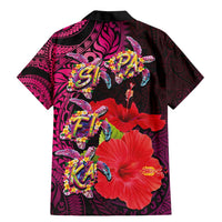 Pasifika Festival Family Matching Mermaid Dress and Hawaiian Shirt Plumeria Turtles with Hibiscus - Polynesian Art Tattoo Pink Color LT03 - Polynesian Pride
