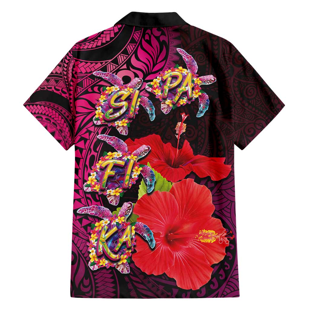 Pasifika Festival Family Matching Off Shoulder Maxi Dress and Hawaiian Shirt Plumeria Turtles with Hibiscus - Polynesian Art Tattoo Pink Color LT03 - Polynesian Pride