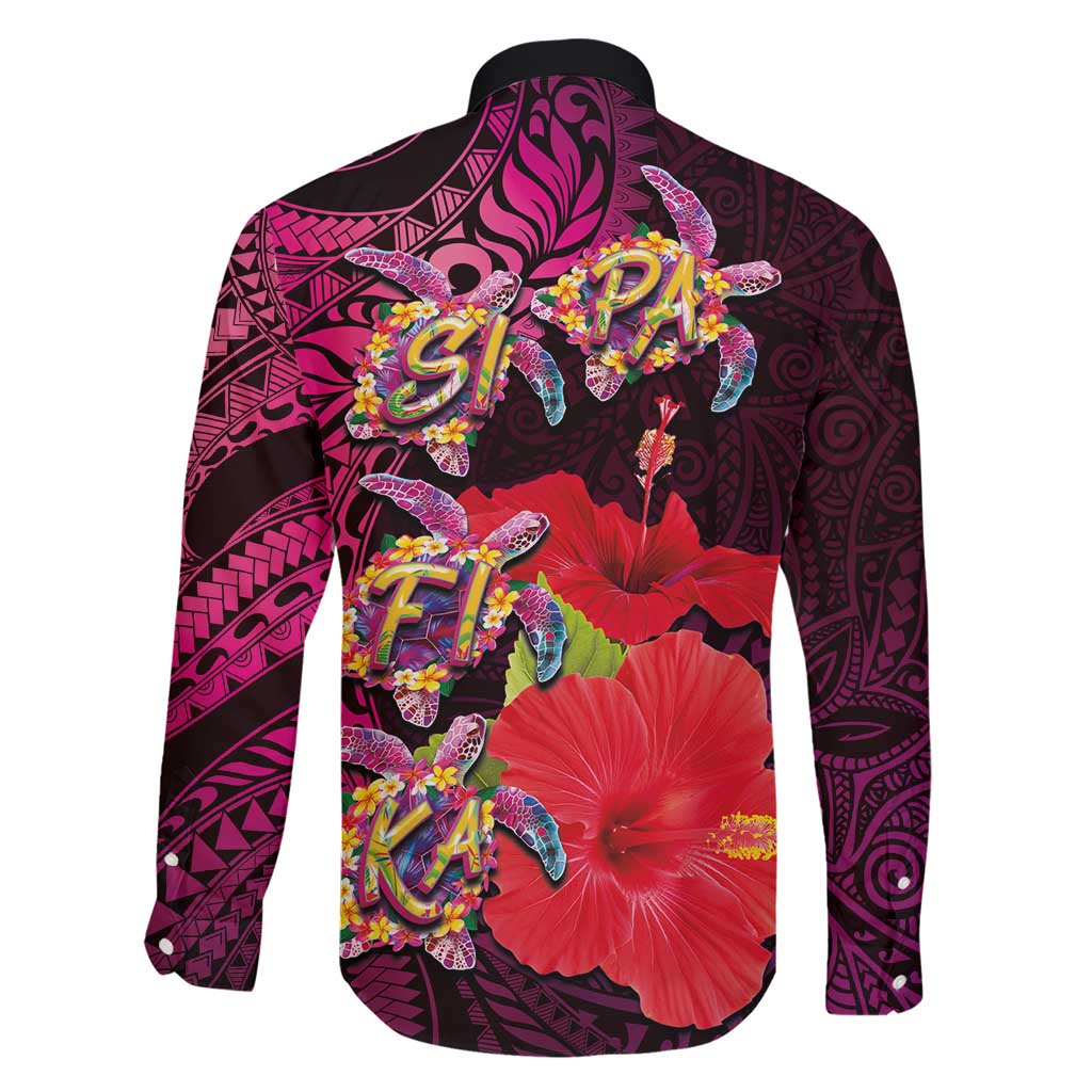 Pasifika Festival Family Matching Short Sleeve Bodycon Dress and Hawaiian Shirt Plumeria Turtles with Hibiscus - Polynesian Art Tattoo Pink Color LT03 - Polynesian Pride