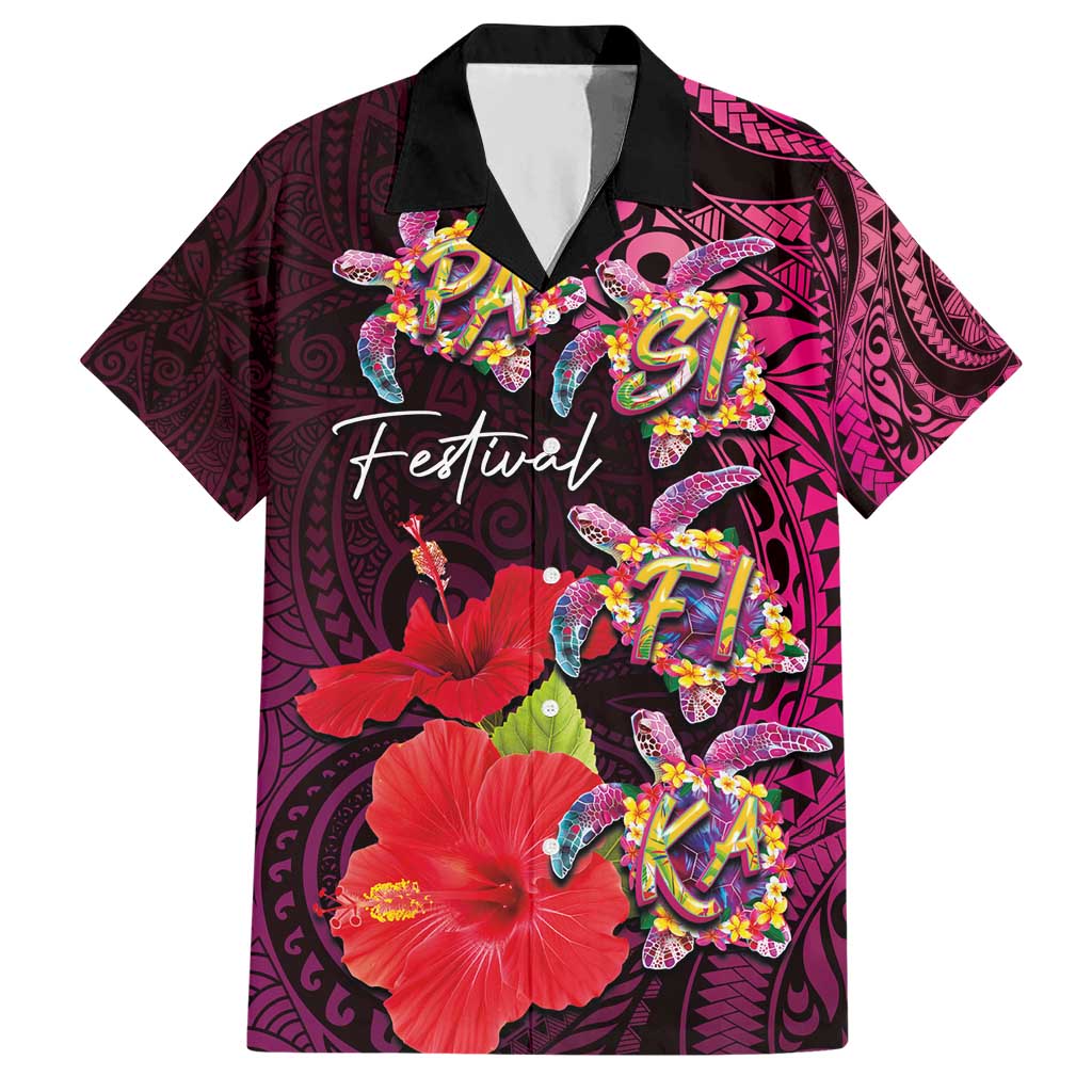 Pasifika Festival Hawaiian Shirt Plumeria Turtles with Hibiscus - Polynesian Art Tattoo Pink Color LT03 Pink - Polynesian Pride