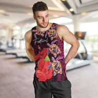 Pasifika Festival Men Tank Top Plumeria Turtles with Hibiscus - Polynesian Art Tattoo Pink Color LT03 Pink - Polynesian Pride