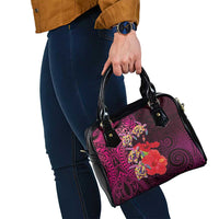 Pasifika Festival Shoulder Handbag Plumeria Turtles with Hibiscus - Polynesian Art Tattoo Pink Color LT03 - Polynesian Pride