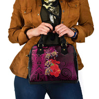 Pasifika Festival Shoulder Handbag Plumeria Turtles with Hibiscus - Polynesian Art Tattoo Pink Color LT03 - Polynesian Pride
