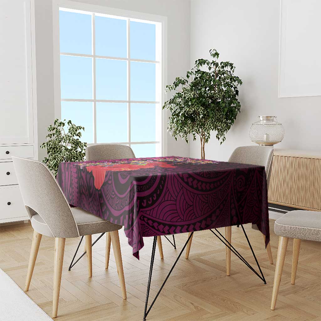 Pasifika Festival Tablecloth Plumeria Turtles with Hibiscus - Polynesian Art Tattoo Pink Color LT03 - Polynesian Pride