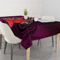 Pasifika Festival Tablecloth Plumeria Turtles with Hibiscus - Polynesian Art Tattoo Pink Color LT03 - Polynesian Pride