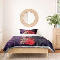 Pasifika Festival Bedding Set Plumeria Turtles with Hibiscus - Polynesian Art Tattoo Purple Color LT03 - Polynesian Pride