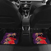 Pasifika Festival Car Mats Plumeria Turtles with Hibiscus - Polynesian Art Tattoo Purple Color LT03 Set 2pcs - Back Purple - Polynesian Pride