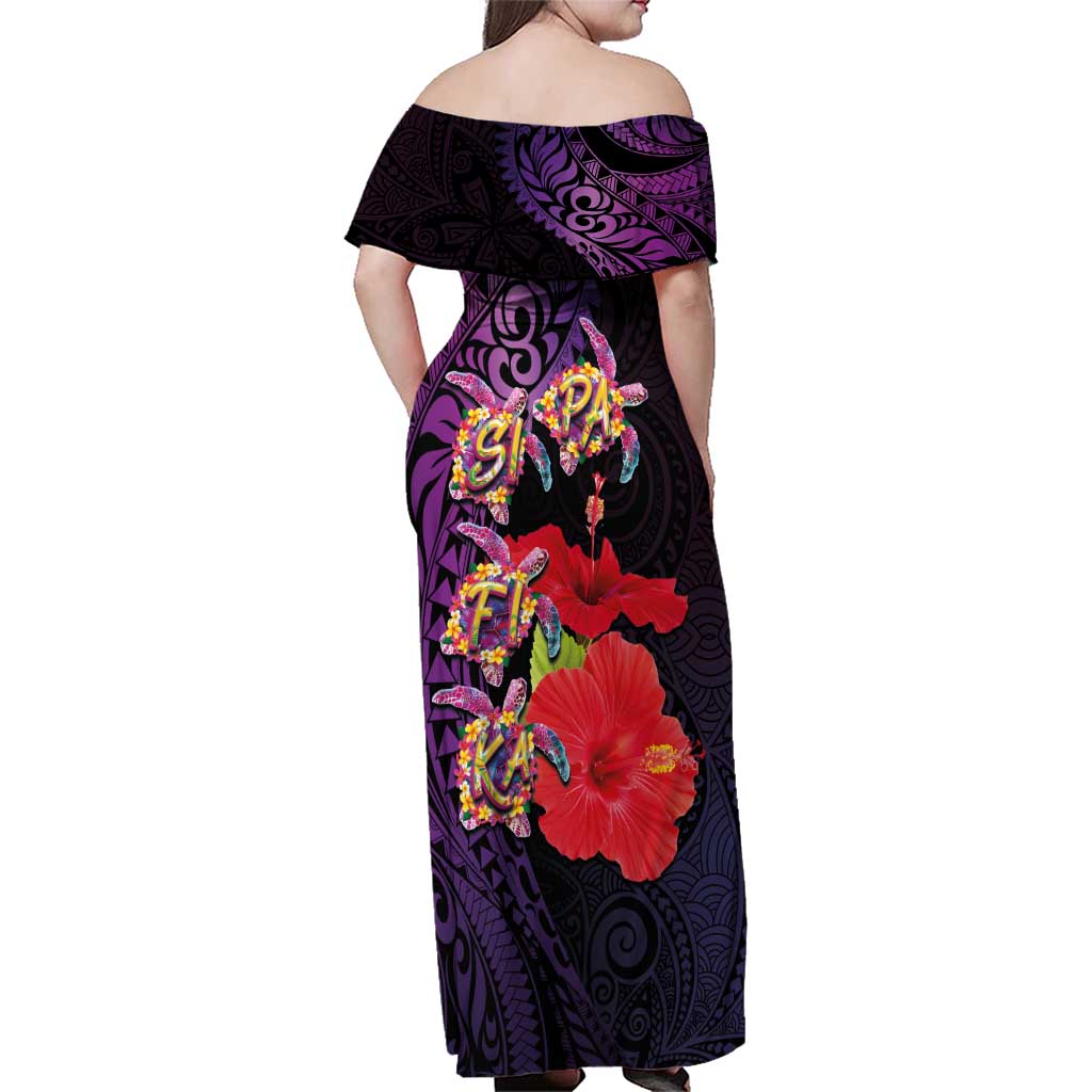 Pasifika Festival Family Matching Off Shoulder Maxi Dress and Hawaiian Shirt Plumeria Turtles with Hibiscus - Polynesian Art Tattoo Purple Color LT03 - Polynesian Pride