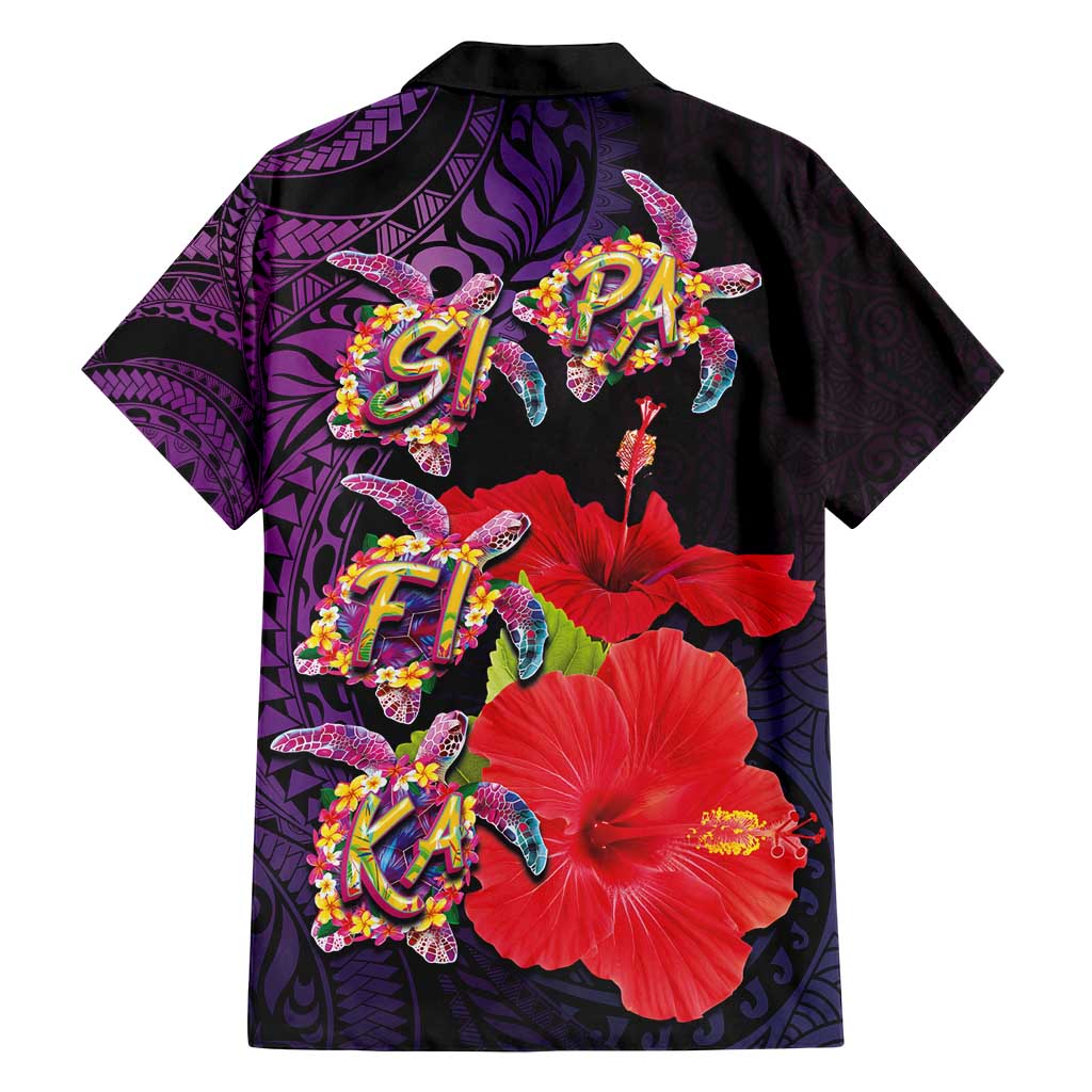 Pasifika Festival Family Matching Puletasi and Hawaiian Shirt Plumeria Turtles with Hibiscus - Polynesian Art Tattoo Purple Color LT03 - Polynesian Pride