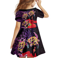 Pasifika Festival Family Matching Tank Maxi Dress and Hawaiian Shirt Plumeria Turtles with Hibiscus - Polynesian Art Tattoo Purple Color LT03 - Polynesian Pride