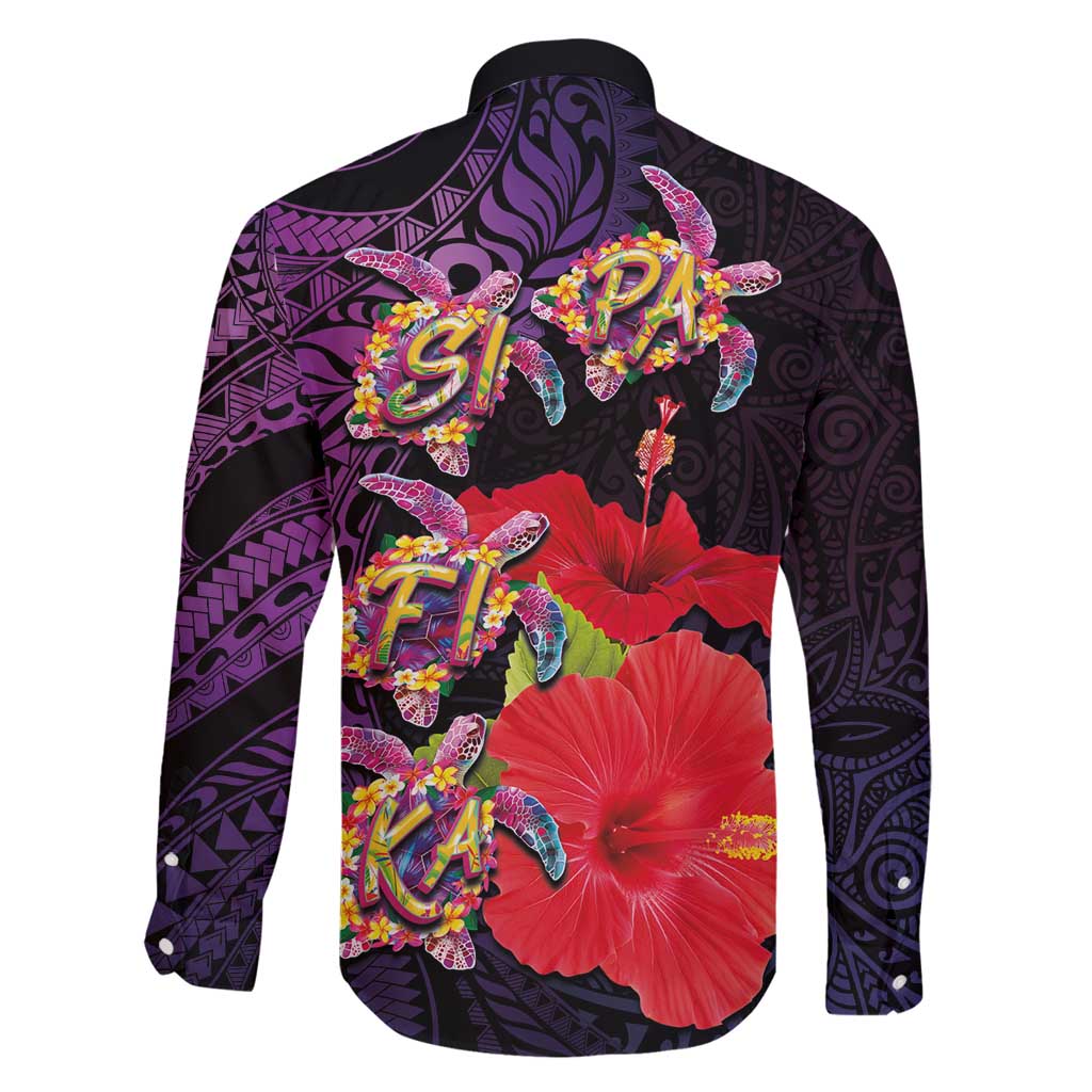 Pasifika Festival Family Matching Tank Maxi Dress and Hawaiian Shirt Plumeria Turtles with Hibiscus - Polynesian Art Tattoo Purple Color LT03 - Polynesian Pride