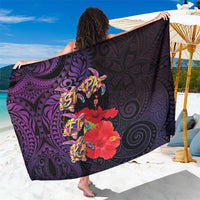 Pasifika Festival Sarong Plumeria Turtles with Hibiscus - Polynesian Art Tattoo Purple Color LT03 One Size 44 x 66 inches Purple - Polynesian Pride
