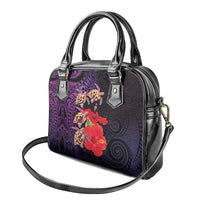 Pasifika Festival Shoulder Handbag Plumeria Turtles with Hibiscus - Polynesian Art Tattoo Purple Color LT03 - Polynesian Pride