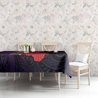 Pasifika Festival Tablecloth Plumeria Turtles with Hibiscus - Polynesian Art Tattoo Purple Color LT03 - Polynesian Pride