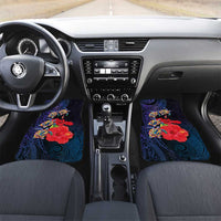 Pasifika Festival Car Mats Plumeria Turtles with Hibiscus - Polynesian Art Tattoo Dark Navy Color LT03 Set 2pcs - Front Dark Navy - Polynesian Pride