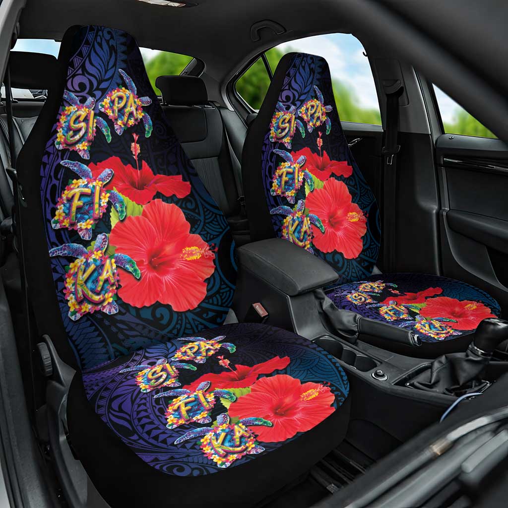Pasifika Festival Car Seat Cover Plumeria Turtles with Hibiscus - Polynesian Art Tattoo Dark Navy Color LT03 One Size Dark Navy - Polynesian Pride