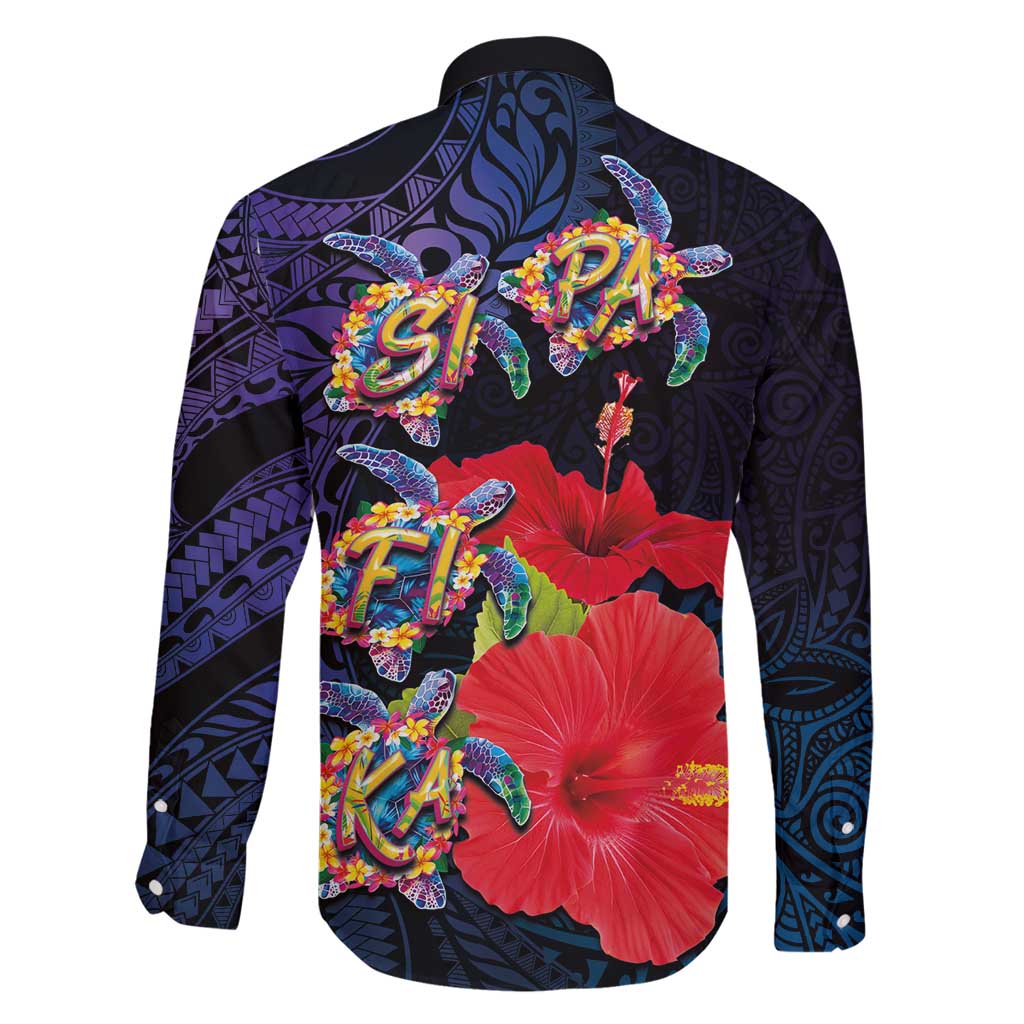 Pasifika Festival Family Matching Mermaid Dress and Hawaiian Shirt Plumeria Turtles with Hibiscus - Polynesian Art Tattoo Dark Navy Color LT03 - Polynesian Pride