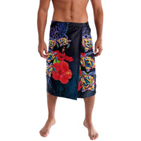 Pasifika Festival Lavalava Plumeria Turtles with Hibiscus - Polynesian Art Tattoo Dark Navy Color LT03 Dark Navy - Polynesian Pride