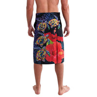 Pasifika Festival Lavalava Plumeria Turtles with Hibiscus - Polynesian Art Tattoo Dark Navy Color LT03 - Polynesian Pride