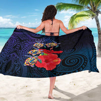 Pasifika Festival Sarong Plumeria Turtles with Hibiscus - Polynesian Art Tattoo Dark Navy Color LT03 - Polynesian Pride