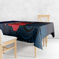 Pasifika Festival Tablecloth Plumeria Turtles with Hibiscus - Polynesian Art Tattoo Dark Navy Color LT03 - Polynesian Pride