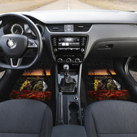 New Zealand and Australia ANZAC Day Car Mats Kiwi Bird and Kangaroo Soldier LT03 Set 2pcs - Front Black - Polynesian Pride