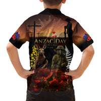New Zealand and Australia ANZAC Day Family Matching Summer Maxi Dress and Hawaiian Shirt Kiwi Bird and Kangaroo Soldier LT03 - Polynesian Pride