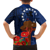 Cook Island ANZAC Day Family Matching Off Shoulder Long Sleeve Dress and Hawaiian Shirt Soldier Paying Respect We Shall Remember Them LT03 - Polynesian Pride
