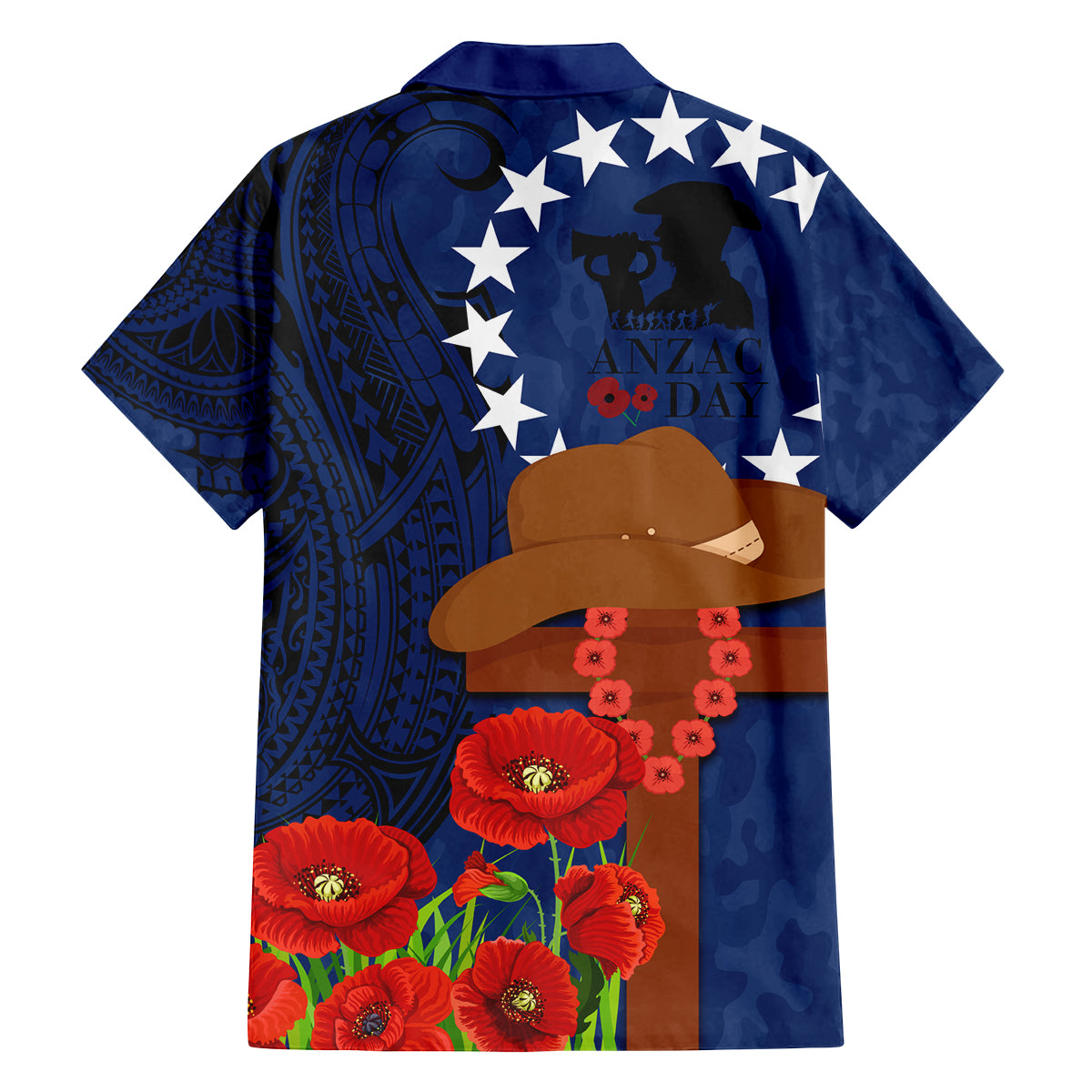 Cook Island ANZAC Day Family Matching Summer Maxi Dress and Hawaiian Shirt Soldier Paying Respect We Shall Remember Them LT03 - Polynesian Pride