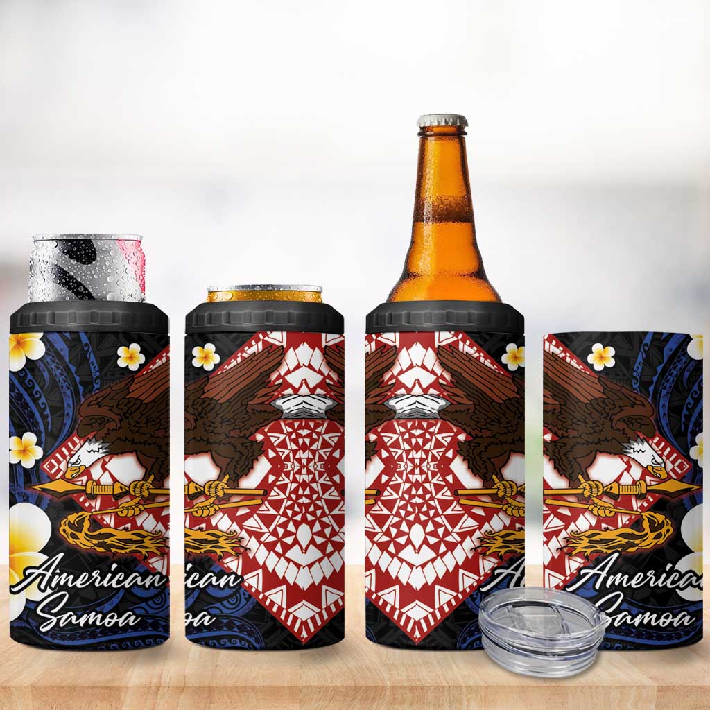 American Samoa Flag Day 4 in 1 Can Cooler Tumbler Polynesian Tatau Art and Plumeria LT03 - Polynesian Pride