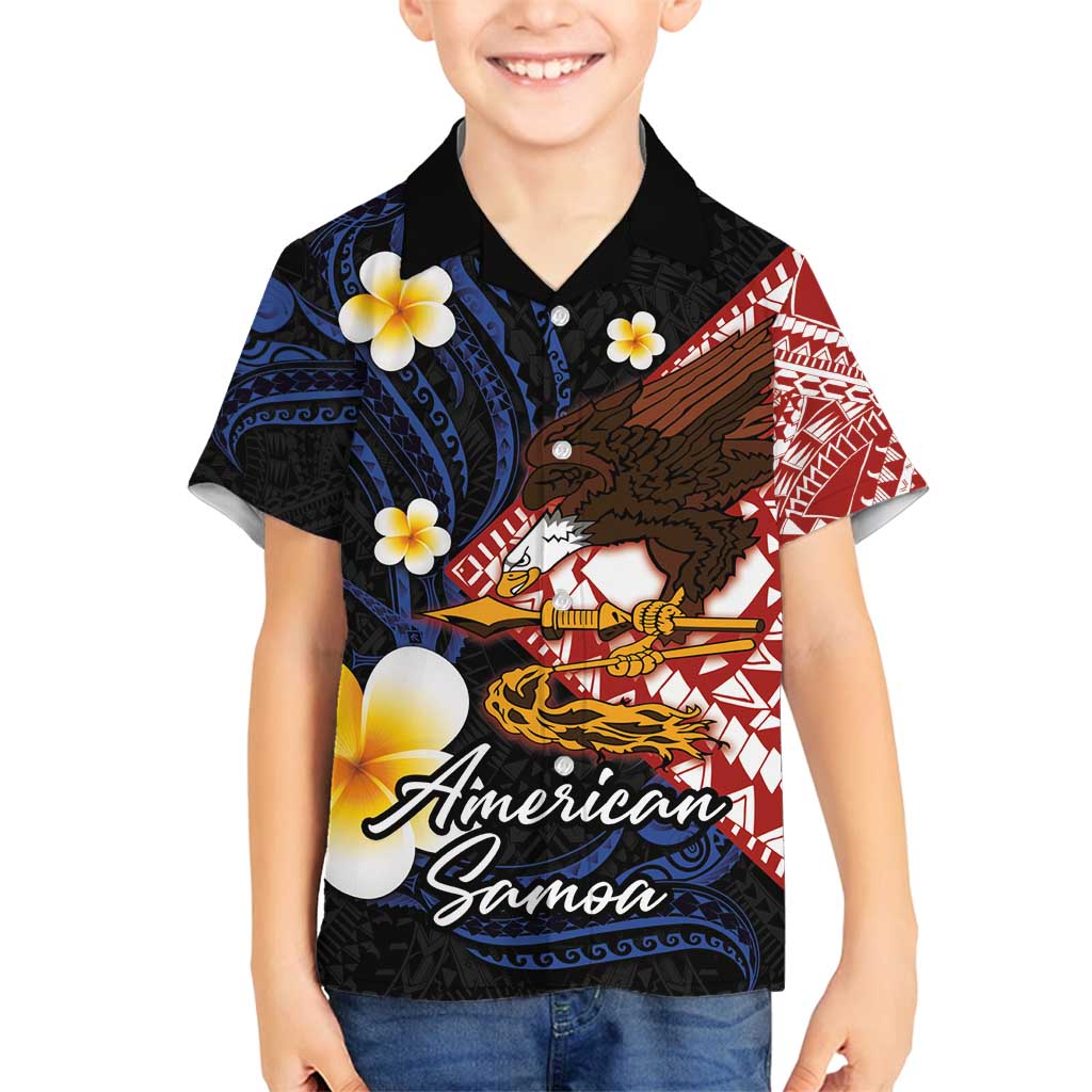 American Samoa Flag Day Family Matching Long Sleeve Bodycon Dress and Hawaiian Shirt Polynesian Tatau Art and Plumeria LT03 Son's Shirt Black - Polynesian Pride