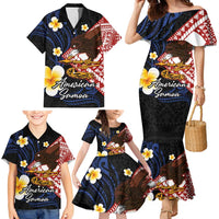 American Samoa Flag Day Family Matching Mermaid Dress and Hawaiian Shirt Polynesian Tatau Art and Plumeria LT03 - Polynesian Pride