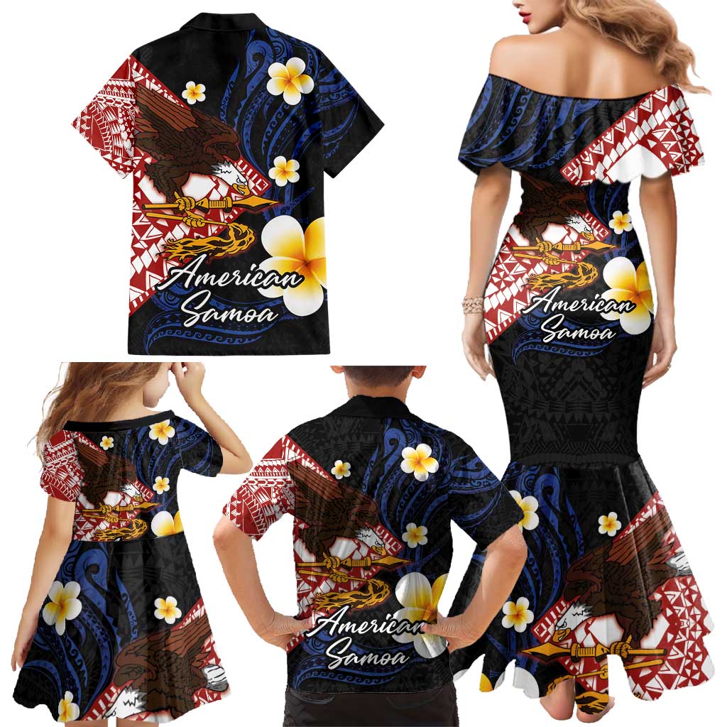 American Samoa Flag Day Family Matching Mermaid Dress and Hawaiian Shirt Polynesian Tatau Art and Plumeria LT03 - Polynesian Pride