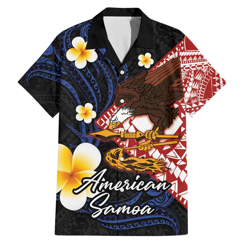 American Samoa Flag Day Family Matching Mermaid Dress and Hawaiian Shirt Polynesian Tatau Art and Plumeria LT03 Dad's Shirt - Short Sleeve Black - Polynesian Pride