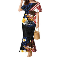 American Samoa Flag Day Family Matching Mermaid Dress and Hawaiian Shirt Polynesian Tatau Art and Plumeria LT03 Mom's Dress Black - Polynesian Pride