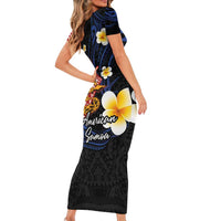 American Samoa Flag Day Family Matching Short Sleeve Bodycon Dress and Hawaiian Shirt Polynesian Tatau Art and Plumeria LT03 - Polynesian Pride