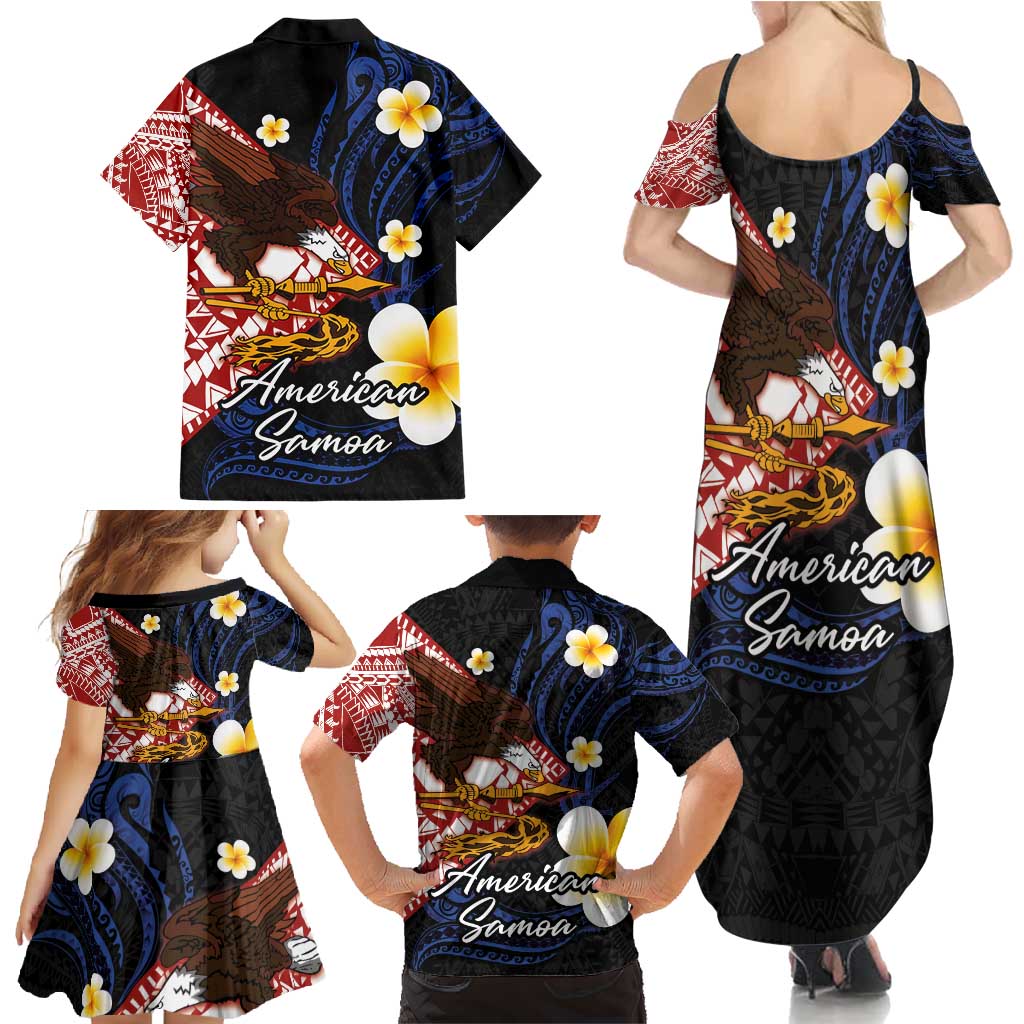 American Samoa Flag Day Family Matching Summer Maxi Dress and Hawaiian Shirt Polynesian Tatau Art and Plumeria LT03 - Polynesian Pride