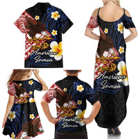 American Samoa Flag Day Family Matching Summer Maxi Dress and Hawaiian Shirt Polynesian Tatau Art and Plumeria LT03 - Polynesian Pride