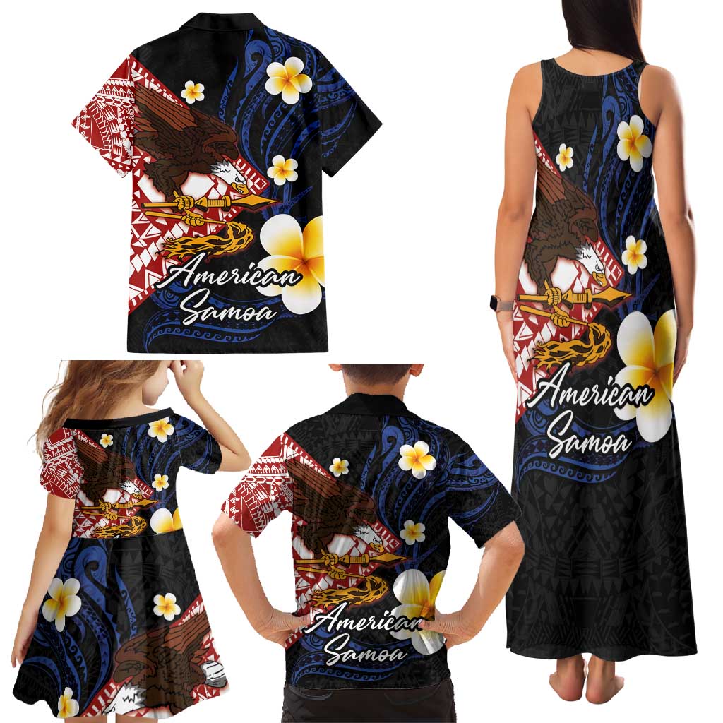 American Samoa Flag Day Family Matching Tank Maxi Dress and Hawaiian Shirt Polynesian Tatau Art and Plumeria LT03 - Polynesian Pride