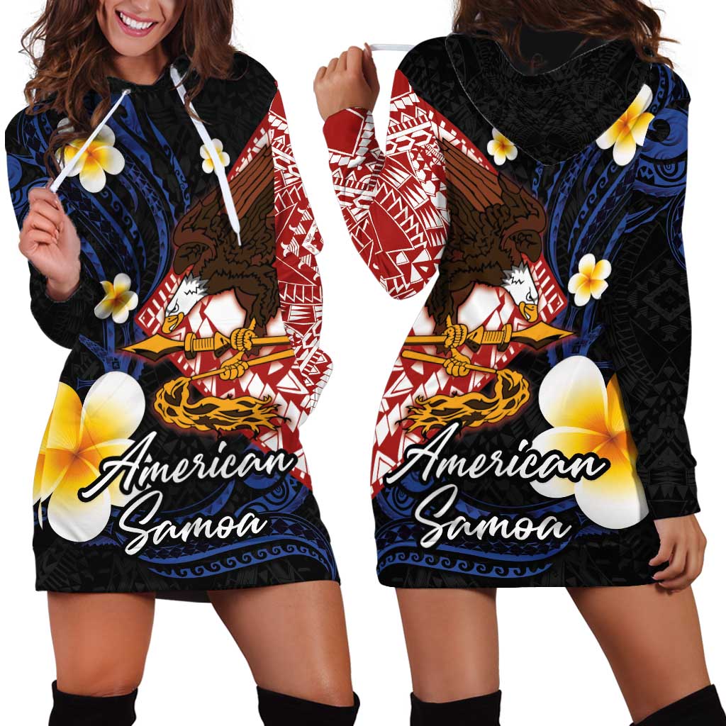 American Samoa Flag Day Hoodie Dress Polynesian Tatau Art and Plumeria LT03 - Polynesian Pride