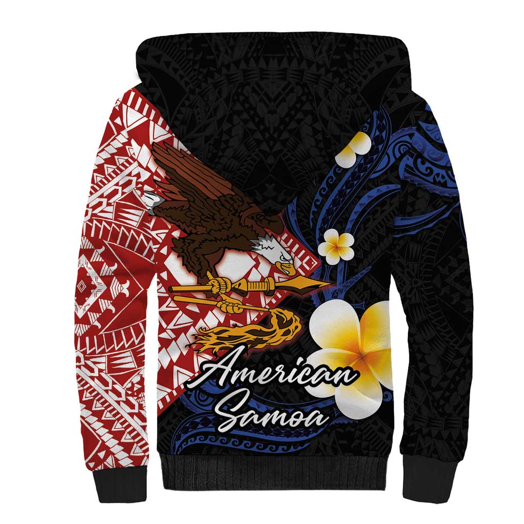American Samoa Flag Day Sherpa Hoodie Polynesian Tatau Art and Plumeria LT03 - Polynesian Pride