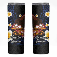 American Samoa Flag Day Skinny Tumbler Polynesian Tatau Art and Plumeria LT03 Black - Polynesian Pride