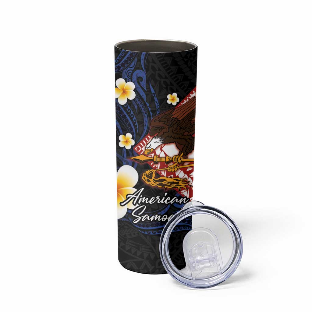 American Samoa Flag Day Skinny Tumbler Polynesian Tatau Art and Plumeria LT03 - Polynesian Pride