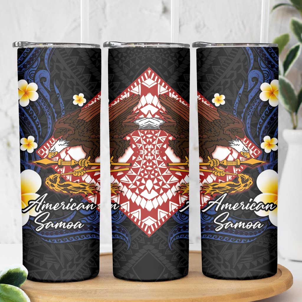 American Samoa Flag Day Skinny Tumbler Polynesian Tatau Art and Plumeria LT03 - Polynesian Pride