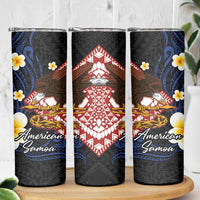 American Samoa Flag Day Skinny Tumbler Polynesian Tatau Art and Plumeria LT03 - Polynesian Pride