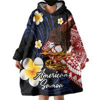 American Samoa Flag Day Wearable Blanket Hoodie Polynesian Tatau Art and Plumeria LT03 - Polynesian Pride