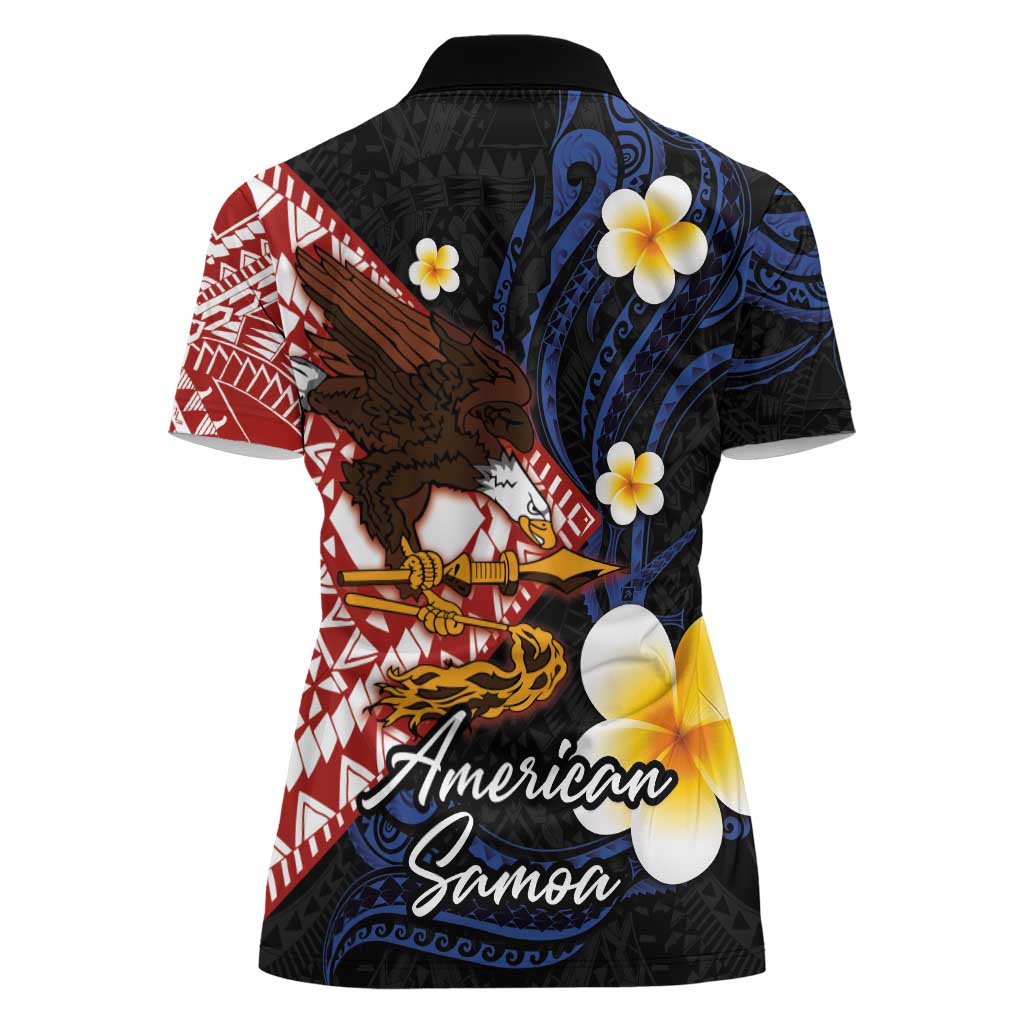 American Samoa Flag Day Women Polo Shirt Polynesian Tatau Art and Plumeria