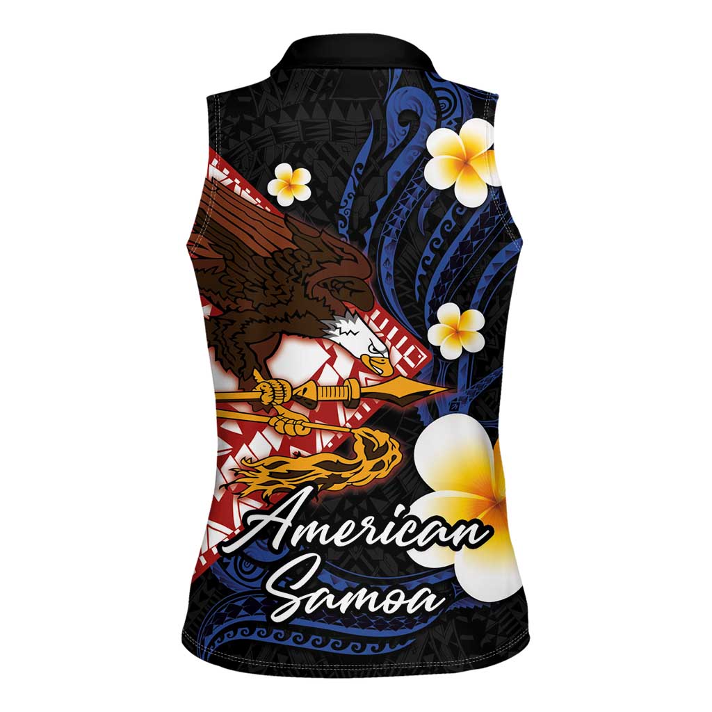 American Samoa Flag Day Women Sleeveless Polo Shirt Polynesian Tatau Art and Plumeria LT03 - Polynesian Pride