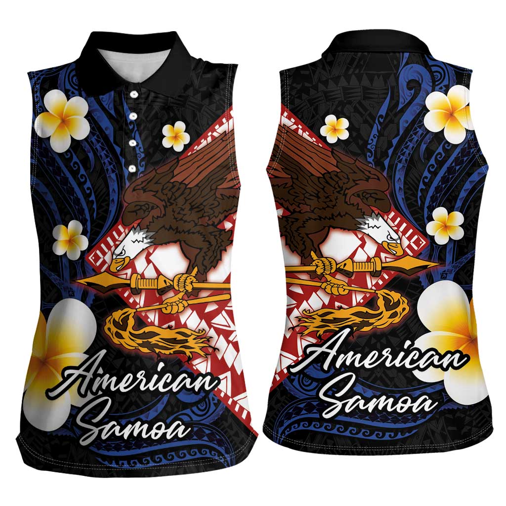 American Samoa Flag Day Women Sleeveless Polo Shirt Polynesian Tatau Art and Plumeria LT03 - Polynesian Pride
