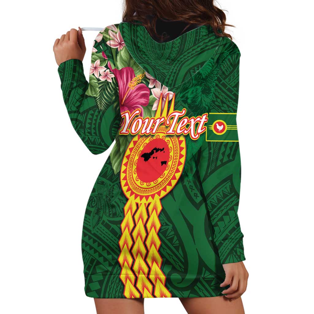 Personalised Manuʻa Islands Hoodie Dress Polynesian Style with Rooster Tattoo and Tropical Plants LT03 - Polynesian Pride